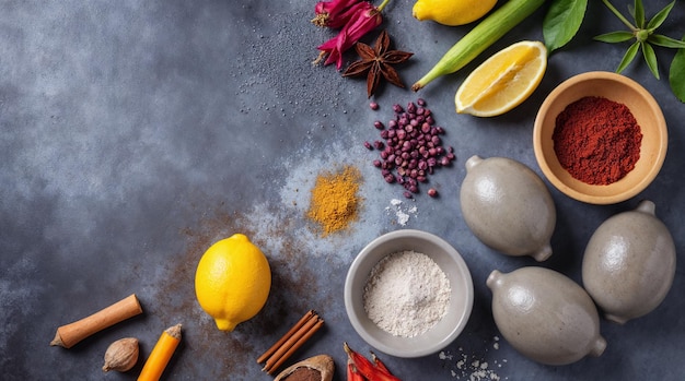 Utensilios y especias en la encimera